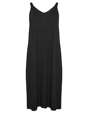 Yours Curve Black Throw On Beach Shirred Strap Dress - Image 5 of 5