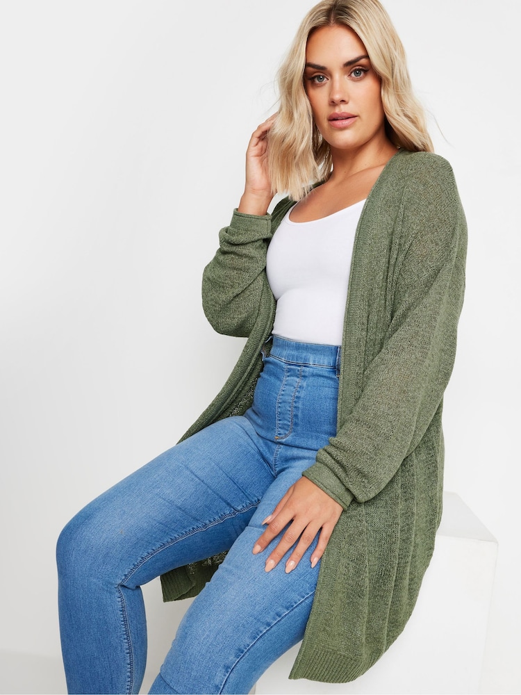 Yours Curve Green Knitted Cardigan - Image 4 of 5