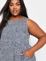 Yours Curve Blue Sleeveless Swing Dress - Image 3 of 5