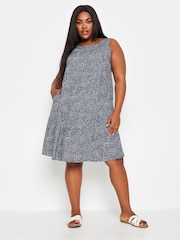 Yours Curve Blue Sleeveless Swing Dress - Image 4 of 5