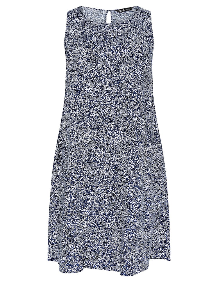 Yours Curve Blue Sleeveless Swing Dress - Image 5 of 5