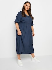 Yours Curve Blue Light Limited Raglan Prarie Dress - Image 1 of 5