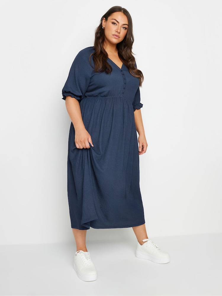 Yours Curve Blue Light Limited Raglan Prarie Dress - Image 1 of 5
