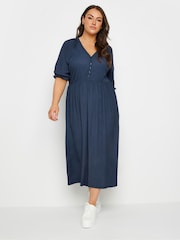 Yours Curve Blue Light Limited Raglan Prarie Dress - Image 2 of 5