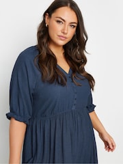 Yours Curve Blue Light Limited Raglan Prarie Dress - Image 4 of 5