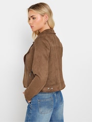 PixieGirl Petite Brown Faux Suede Biker Jacket - Image 3 of 5