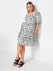 Yours Curve Black Floral Tiered Midi Dress - Image 2 of 6