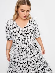 Yours Curve Black Floral Tiered Midi Dress - Image 5 of 6