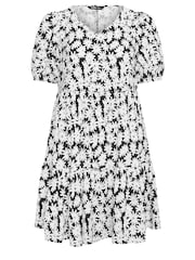 Yours Curve Black Floral Tiered Midi Dress - Image 6 of 6