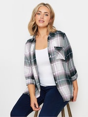 M&Co Purple Checked Boyfriend Shirt - Image 1 of 5