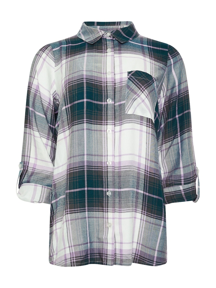 M&Co Purple Checked Boyfriend Shirt - Image 5 of 5