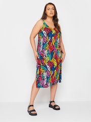 Yours Curve Light Black Throw On Beach Shirred Strap Dress - Image 1 of 5