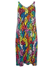Yours Curve Light Black Throw On Beach Shirred Strap Dress - Image 5 of 5