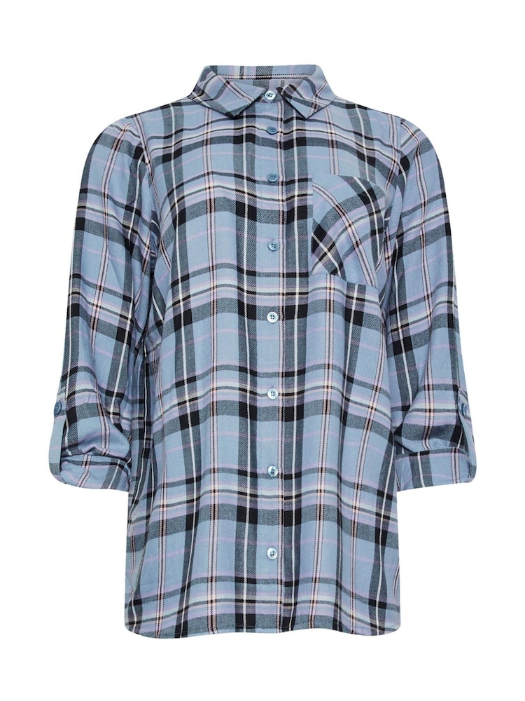 M&Co Blue Checked Boyfriend Shirt - Image 5 of 5