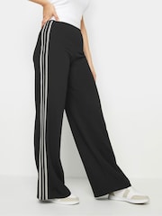 Long Tall Sally Dark Black Wide Leg Striped Trousers - Image 1 of 5