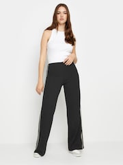 Long Tall Sally Dark Black Wide Leg Striped Trousers - Image 2 of 5
