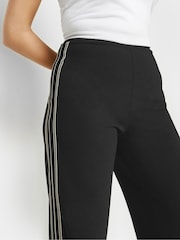 Long Tall Sally Dark Black Wide Leg Striped Trousers - Image 4 of 5
