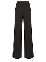 Long Tall Sally Dark Black Wide Leg Striped Trousers - Image 5 of 5