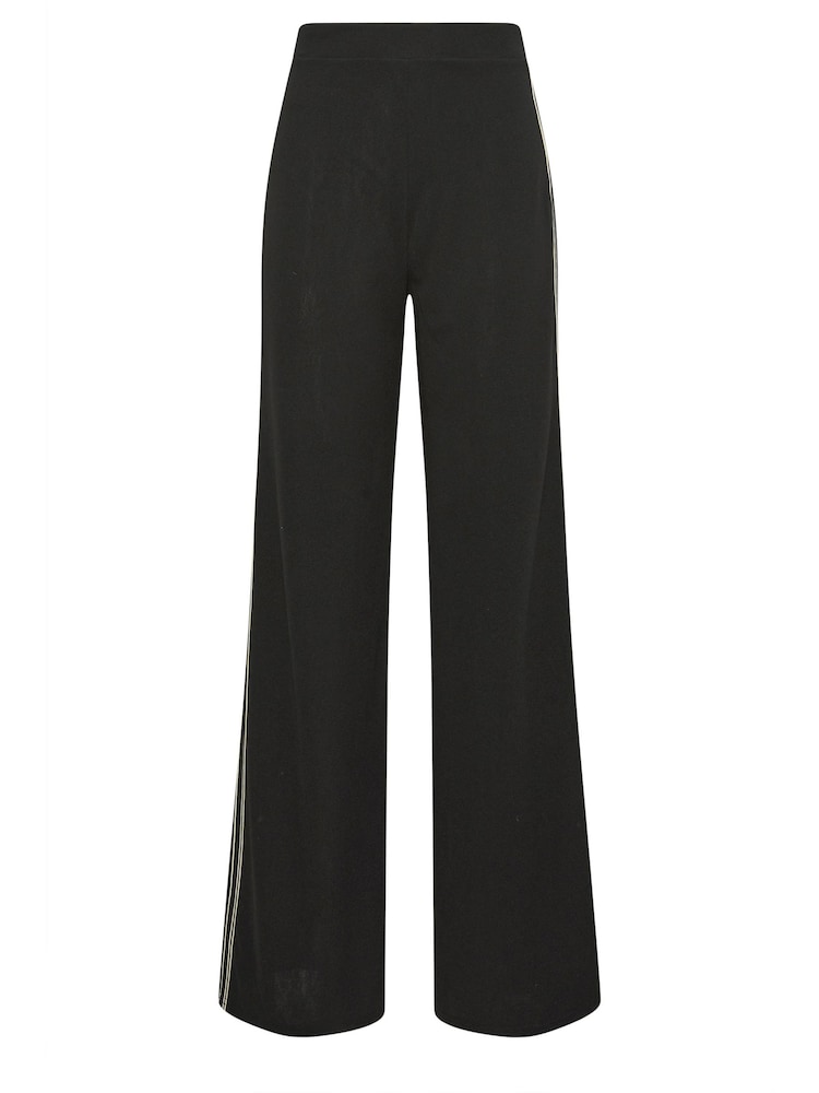 Long Tall Sally Dark Black Wide Leg Striped Trousers - Image 5 of 5