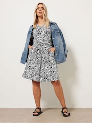 Yours Curve Black 100% Cotton T-Shirt Drawcord Dress - Image 6 of 6