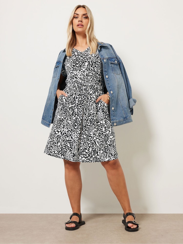 Yours Curve Black 100% Cotton T-Shirt Drawcord Dress - Image 6 of 6