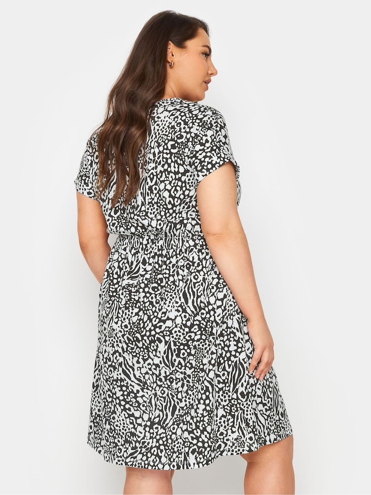 Yours Curve Black 100% Cotton T-Shirt Drawcord Dress - Image 3 of 5
