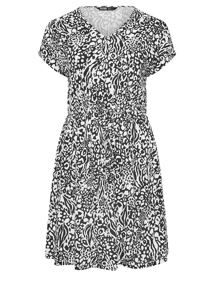 Yours Curve Black 100% Cotton T-Shirt Drawcord Dress - Image 5 of 5