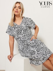 Yours Curve Black 100% Cotton T-Shirt Drawcord Dress - Image 2 of 6