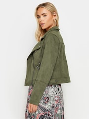 PixieGirl Petite Green Faux Suede Biker Jacket - Image 4 of 5
