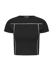 PixieGirl Petite Black Contrast Stitch Top - Image 3 of 3