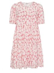 Yours Curve Pink Floral Tiered Midi Dress - Image 5 of 5