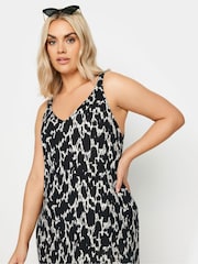 Yours Curve Dark Black Throw On Beach Shirred Strap Dress - Image 4 of 5