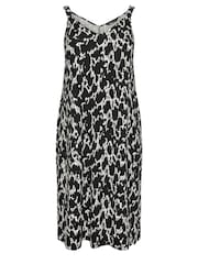 Yours Curve Dark Black Throw On Beach Shirred Strap Dress - Image 5 of 5