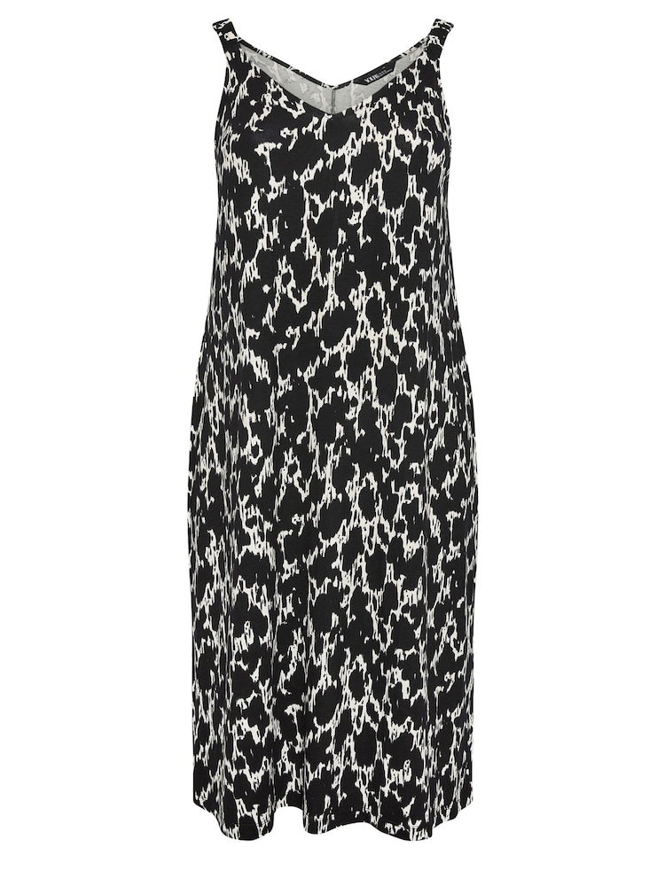 Yours Curve Dark Black Throw On Beach Shirred Strap Dress - Image 5 of 5