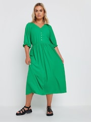 Yours Curve Green Limited Collection Textured Midaxi Dress - Image 1 of 5