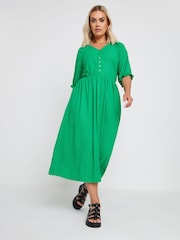 Yours Curve Green Limited Collection Textured Midaxi Dress - Image 2 of 5