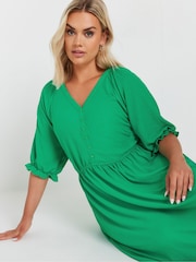 Yours Curve Green Limited Collection Textured Midaxi Dress - Image 4 of 5