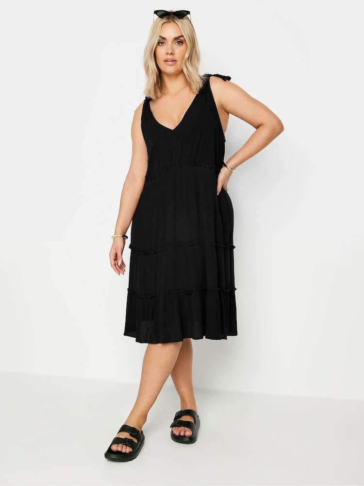 Yours Curve Limited Tiered Frill Tie Sleeve Mini Dress - Imagen 1 de 5 Yours Curve Limited Tiered Frill Tie Sleeve Mini Dress - Imagen 1 de 5