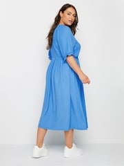 Yours Curve Blue Limited Collection Textured Midaxi Dress - Image 3 of 5