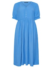 Yours Curve Blue Limited Collection Textured Midaxi Dress - Image 5 of 5