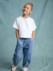 Mid Blue Denim Pull On Barrel 100% Cotton Jeans (3-16yrs) - Image 3 of 10