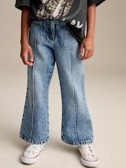 Mid Blue Denim Flare 100% Cotton Jeans (3-16yrs) - Image 1 of 8