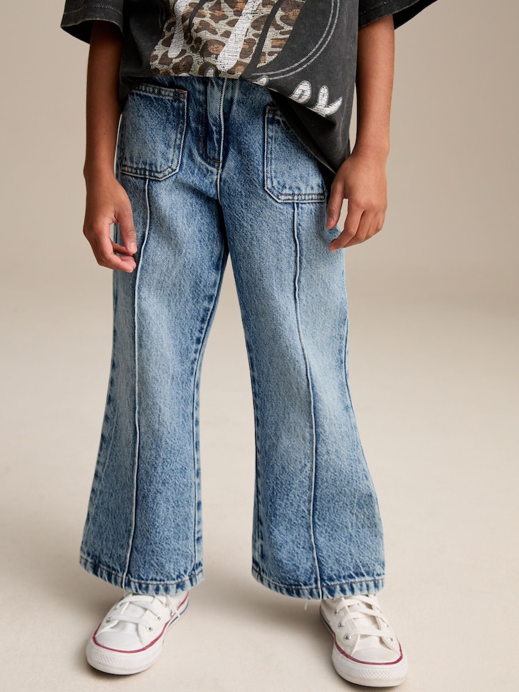 Mid Blue Denim Flare 100% Cotton Jeans (3-16yrs) - Image 1 of 8