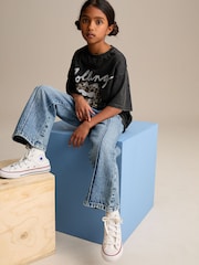 Mid Blue Denim Flare 100% Cotton Jeans (3-16yrs) - Image 2 of 8