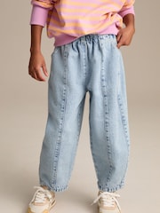 Denim Lightwash Pull On Barrel 100% Cotton Jeans (3-16yrs) - Image 1 of 8