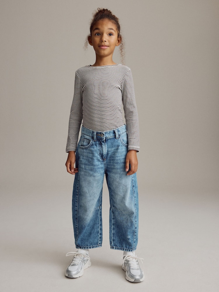Mid Blue Denim Volume Barrel Jeans (3-16yrs) - Image 2 of 4 Mid Blue Denim Volume Barrel Jeans (3-16yrs) - Image 2 of 4