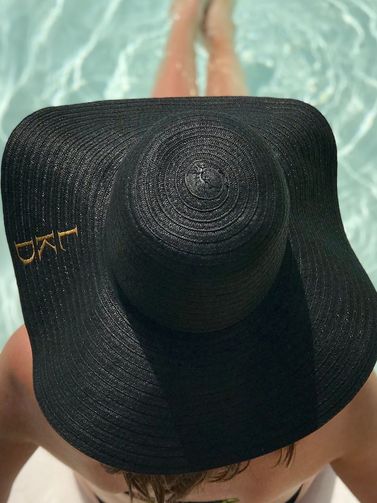 Solesmith Black Personalised Monogram Summer Straw Hat by Solesmith - Image 1 of 2 Solesmith Black Personalised Monogram Summer Straw Hat by Solesmith - Image 1 of 2