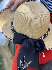 Solesmith Cream Leopard Print Personalised Straw Hat - Image 1 of 3