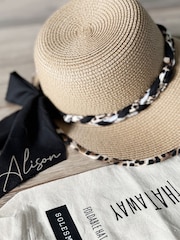 Solesmith Cream Leopard Print Personalised Straw Hat - Image 2 of 3