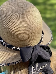Solesmith Cream Leopard Print Personalised Straw Hat - Image 3 of 3